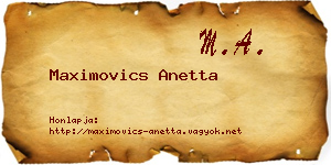 Maximovics Anetta névjegykártya